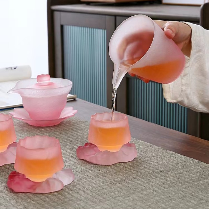 新款 中式玻璃小茶杯功夫茶道杯主人杯品茗杯核桃南瓜杯新中式茶