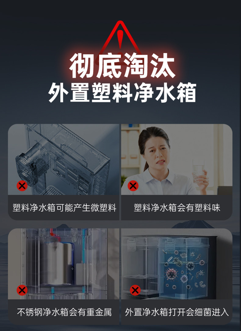 传统外置塑料净水箱弊端 微塑料细菌污染