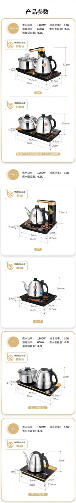 金灶全系列电茶炉配件清单包装实拍图