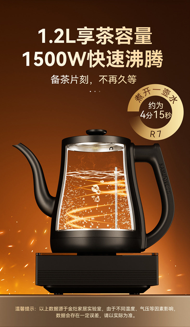 金灶R7高精度控温系统1500W快速沸腾曲线海报