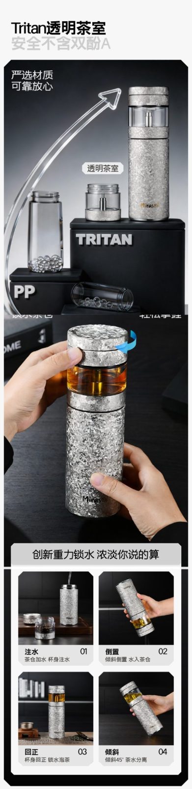Tritan透明茶仓 四步茶水分离操作教程