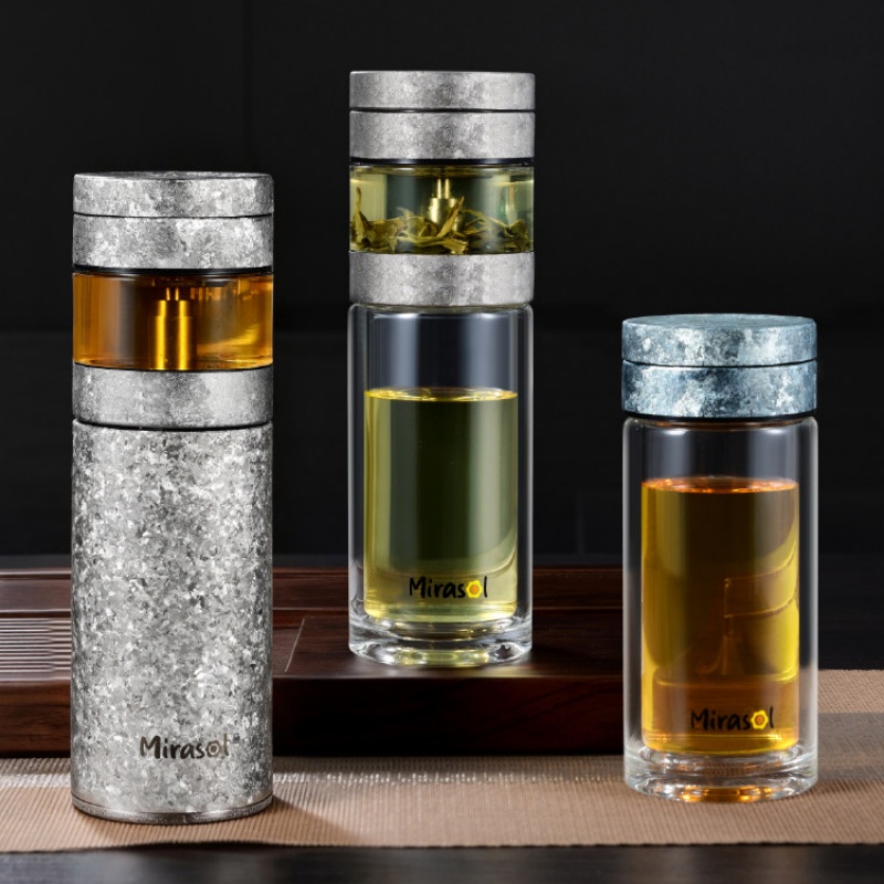 mirasol米拉索MBP-380-2纯钛玻璃茶水分离杯-昆明茶具批发