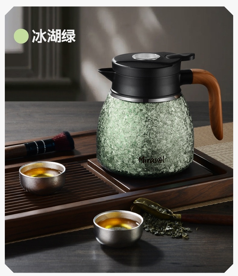 冰湖绿配色纯钛焖茶壶 清新雅致