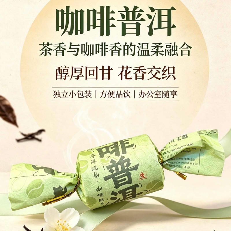 1208咖啡普洱生茶50克（一颗10片）