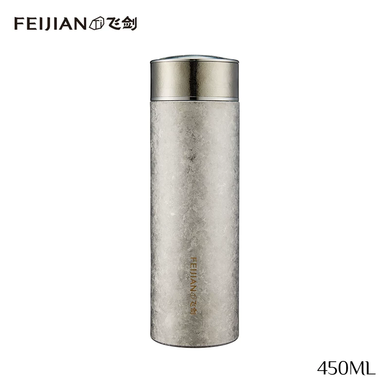 飞剑臻烁钛晶保温杯 450ml 皓月银